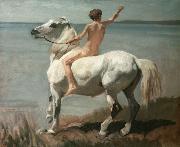 Rudolf Koller Chico con caballo oil painting reproduction